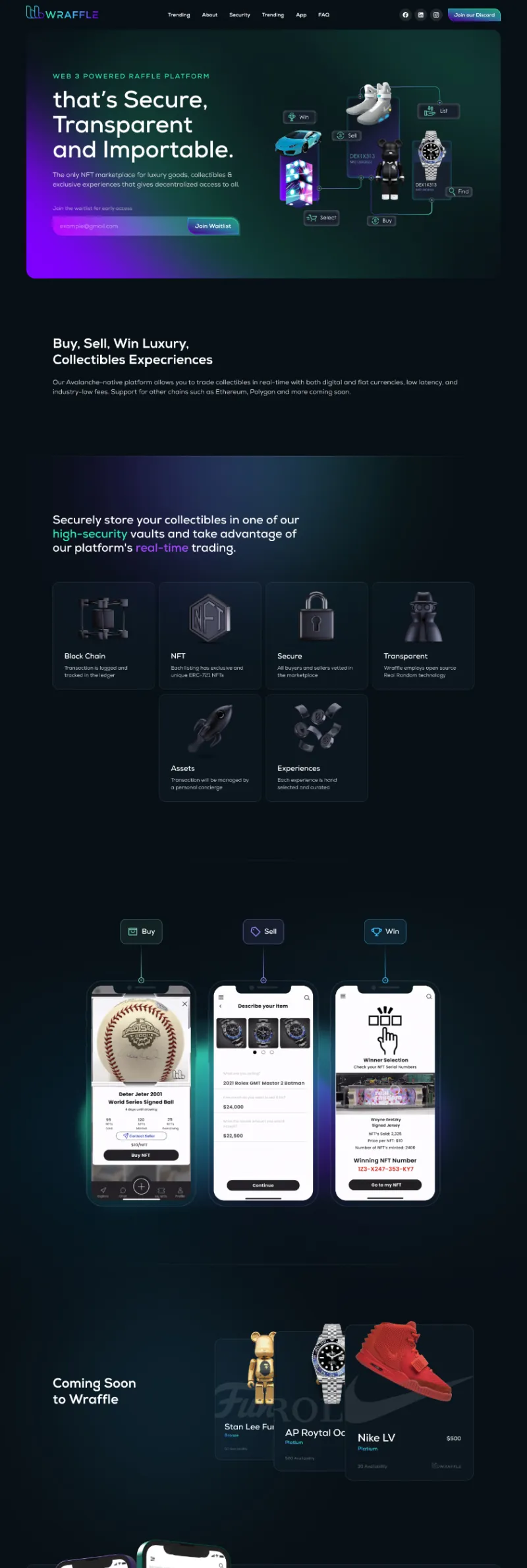 Wraffle SaaS platform and interactive web application